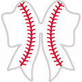 Baseball Softball Stitch Bows Side Slit Bow Appliqué Embroidery Design File Instant Download