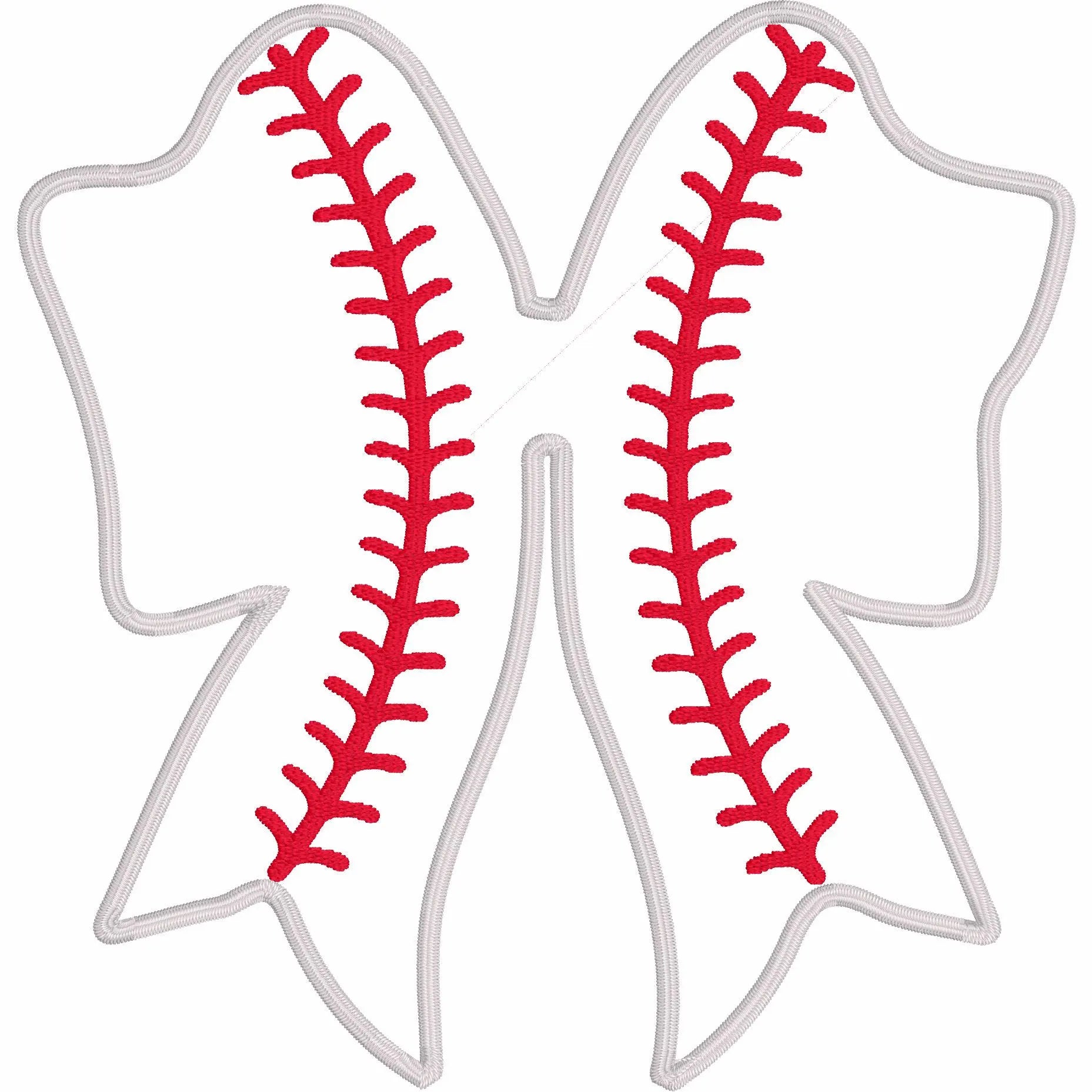 Baseball Softball Stitch Bows Side Slit Bow Appliqué Embroidery Design File Instant Download