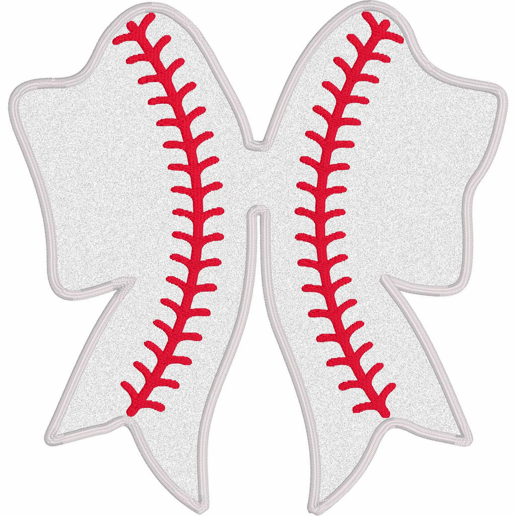 Baseball Softball Stitch Bows Side Slit Bow Appliqué Embroidery Design File Instant Download