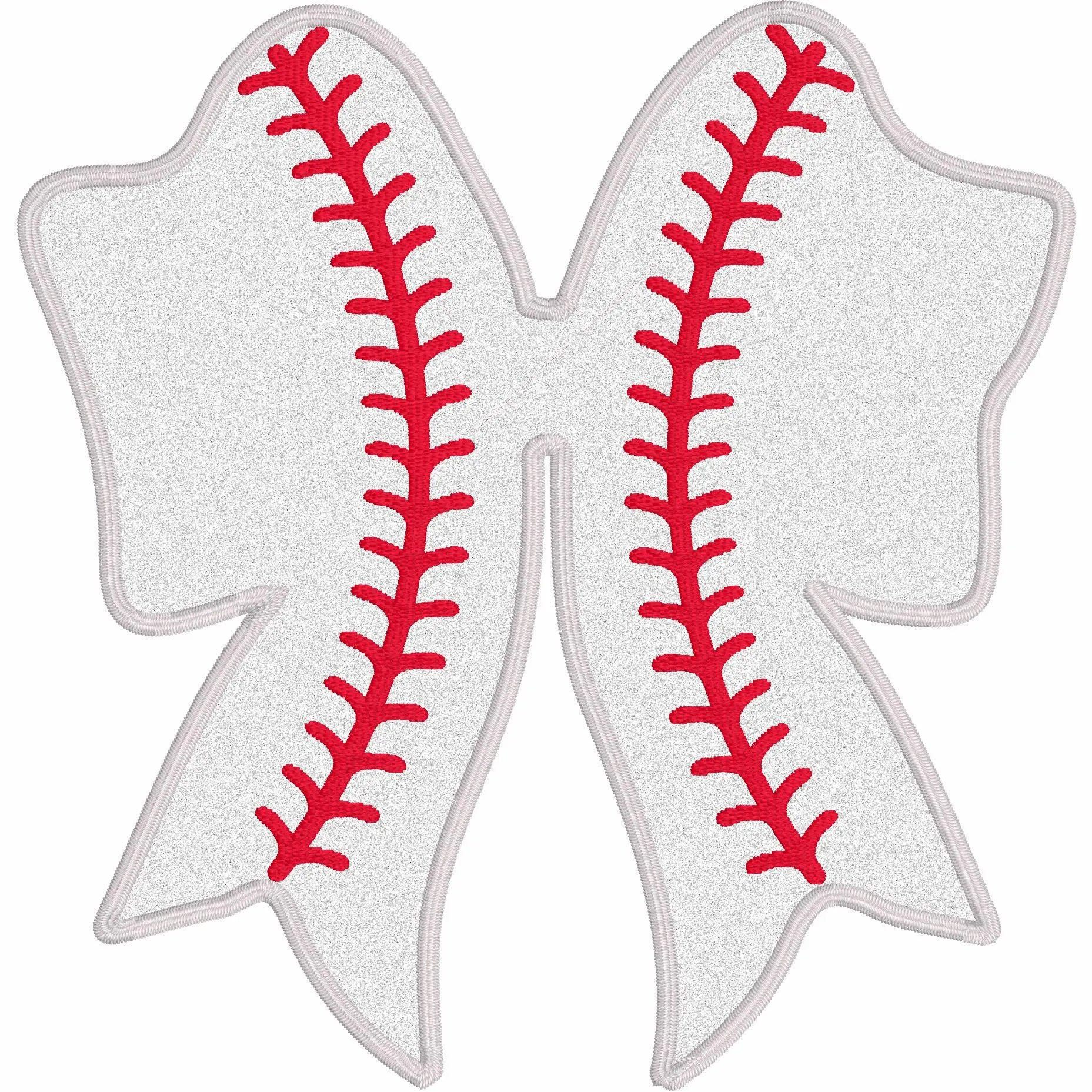 Baseball Softball Stitch Bows Side Slit Bow Appliqué Embroidery Design File Instant Download