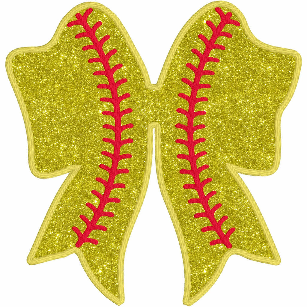 Baseball Softball Stitch Bows Side Slit Bow Appliqué Embroidery Design File Instant Download