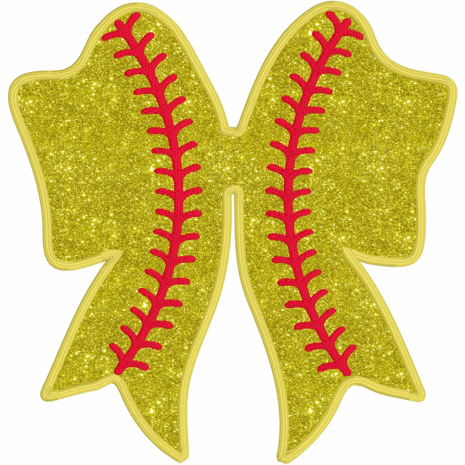 Baseball Softball Stitch Bows Side Slit Bow Appliqué Embroidery Design File Instant Download