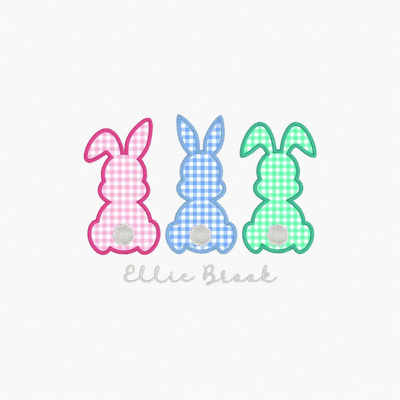 3 Easter Bunnies Appliqué Embroidery Design Download 2 Sizes 9 Sew File Formats