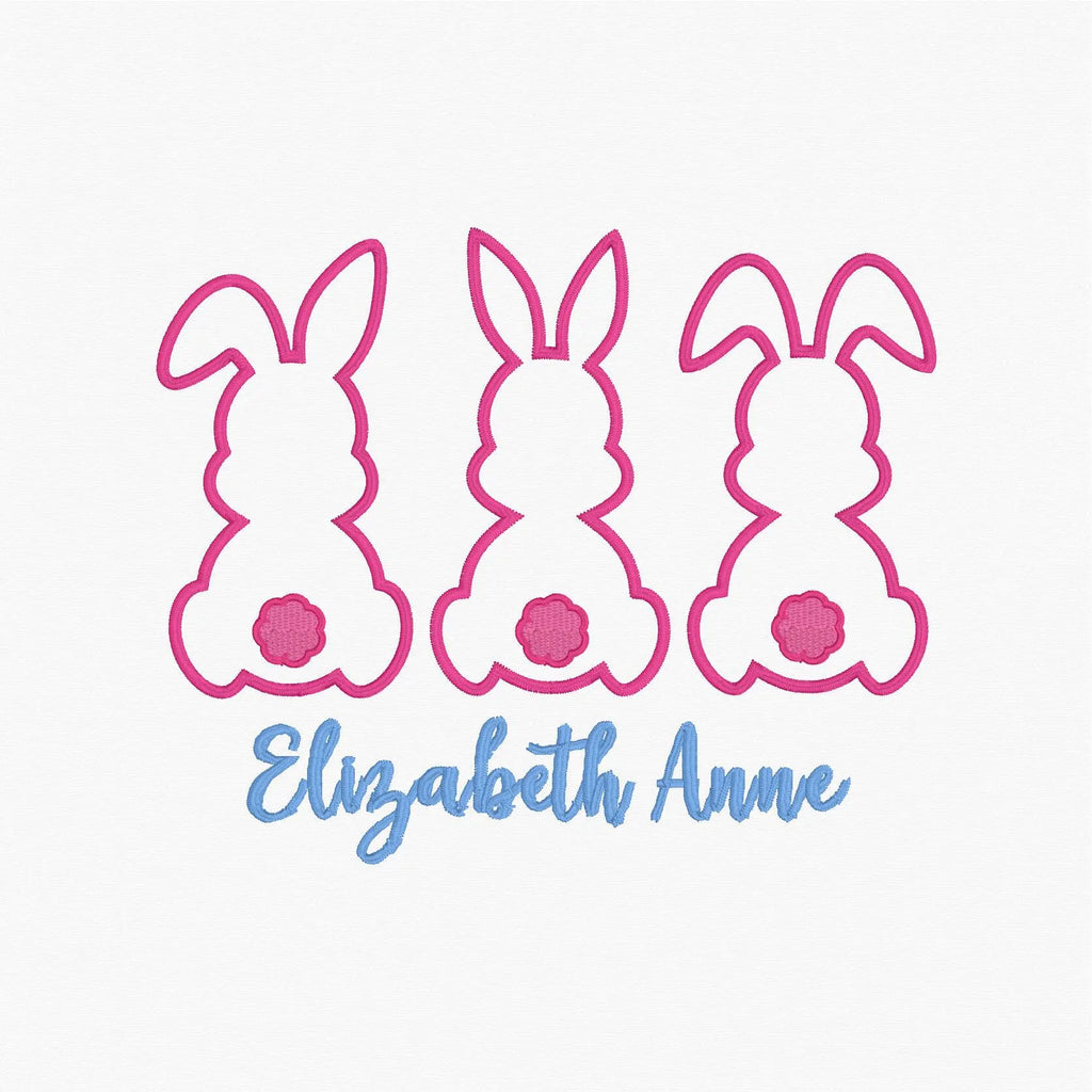 3 Easter Bunnies Appliqué Embroidery Design Download 2 Sizes 9 Sew File Formats