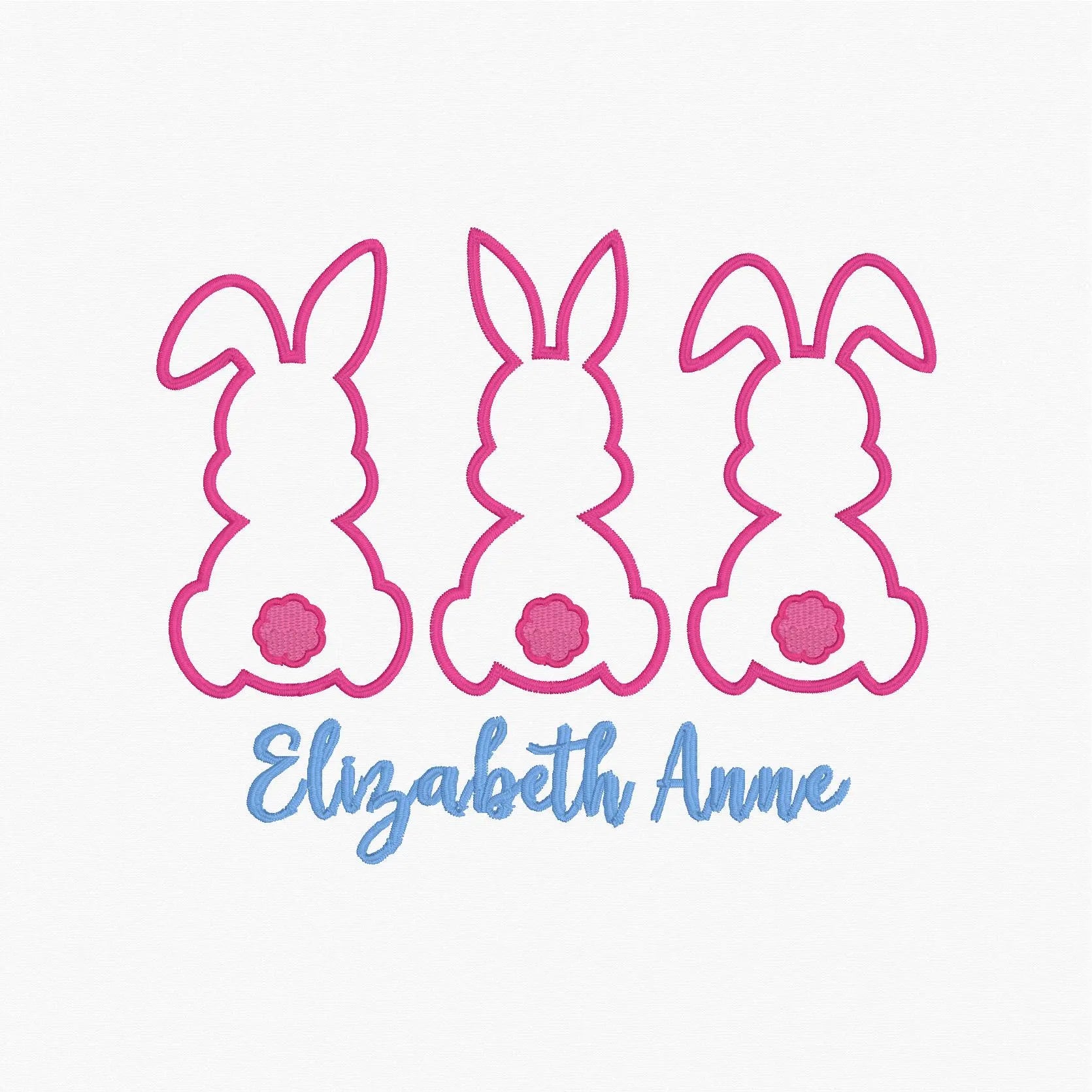 3 Easter Bunnies Appliqué Embroidery Design Download 2 Sizes 9 Sew File Formats