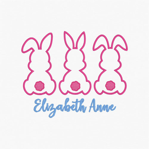 3 Easter Bunnies Appliqué Embroidery Design Download 2 Sizes 9 Sew File Formats