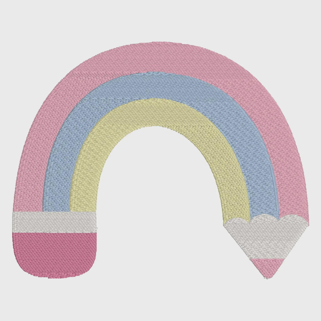 Rainbow Pencil Embroidery Design: Children's Stitch (10 Formats)