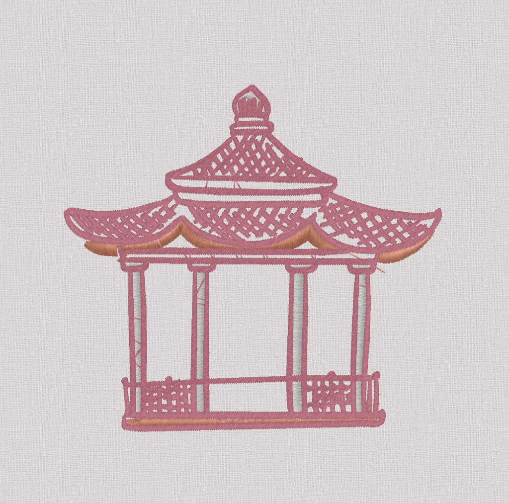 Pagoda House Embroidery Design: 10 File Formats (Digital Download)