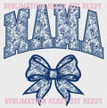 MAMA Bow Chinoiserie Blue Toile Preppy Digital Download for T-Shirt Transfer Design PNG File