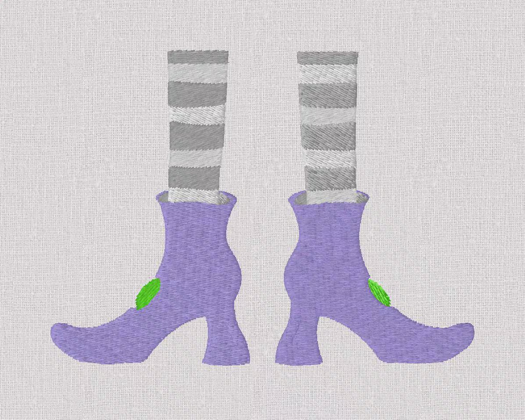 Striped Witch Feet Embroidery Design: Halloween Monogram Topper (10 Stitch Formats)