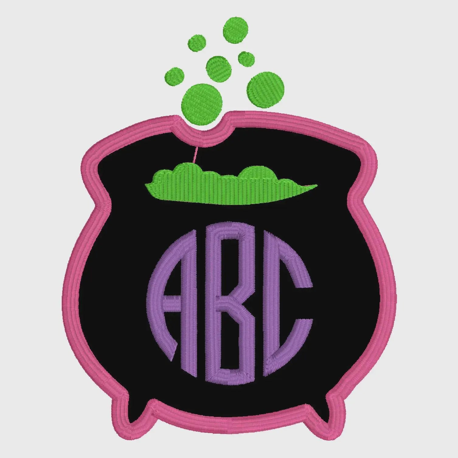Witch's Brewing Pot Cauldron Applique Halloween Monogram or Name Topper Embroidery File Instant Download