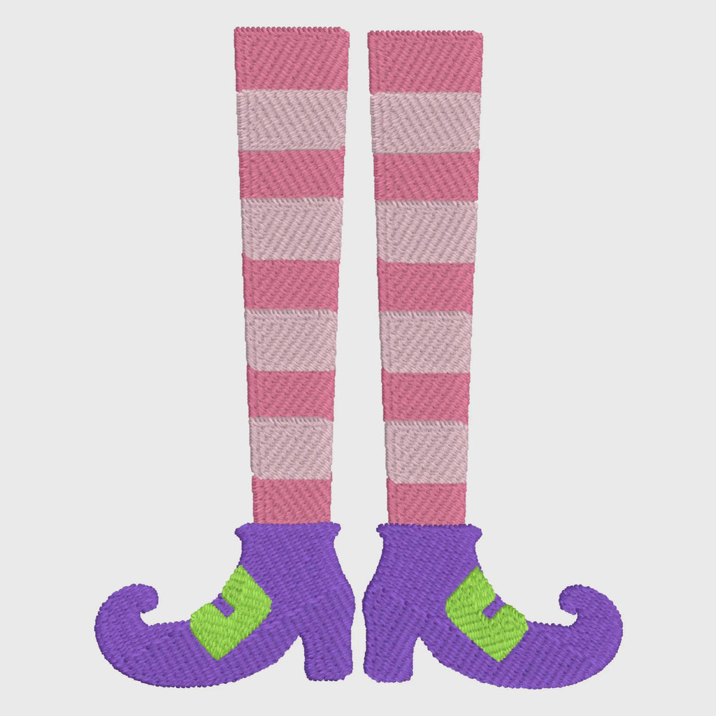2 Sizes Striped Witch Legs Embroidery Design: Halloween Monogram Frame (10 Formats)