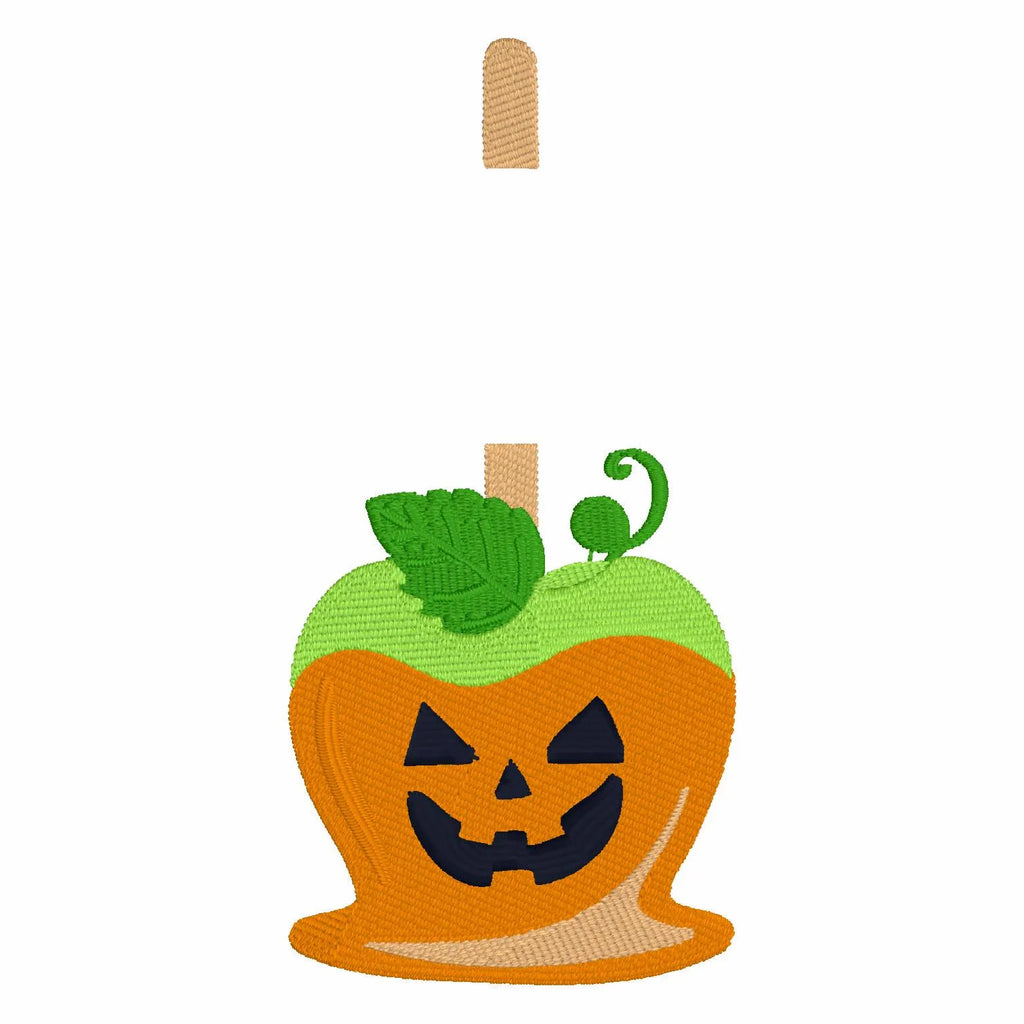 Pumpkin Candy Apple Embroidery File: Jack O' Lantern Monogram Frame (4 inch)
