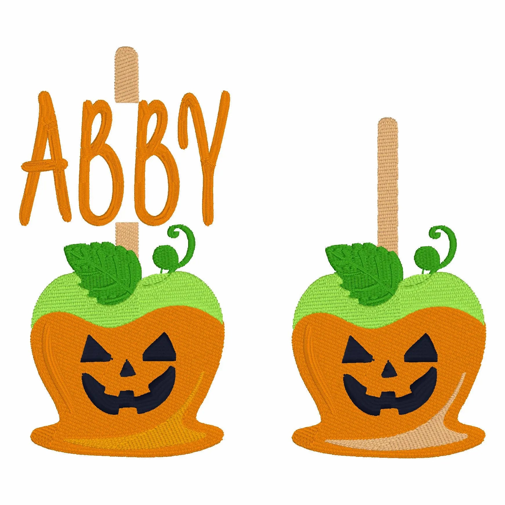 Pumpkin Candy Apple Embroidery File: Jack O' Lantern Monogram Frame (4 inch)