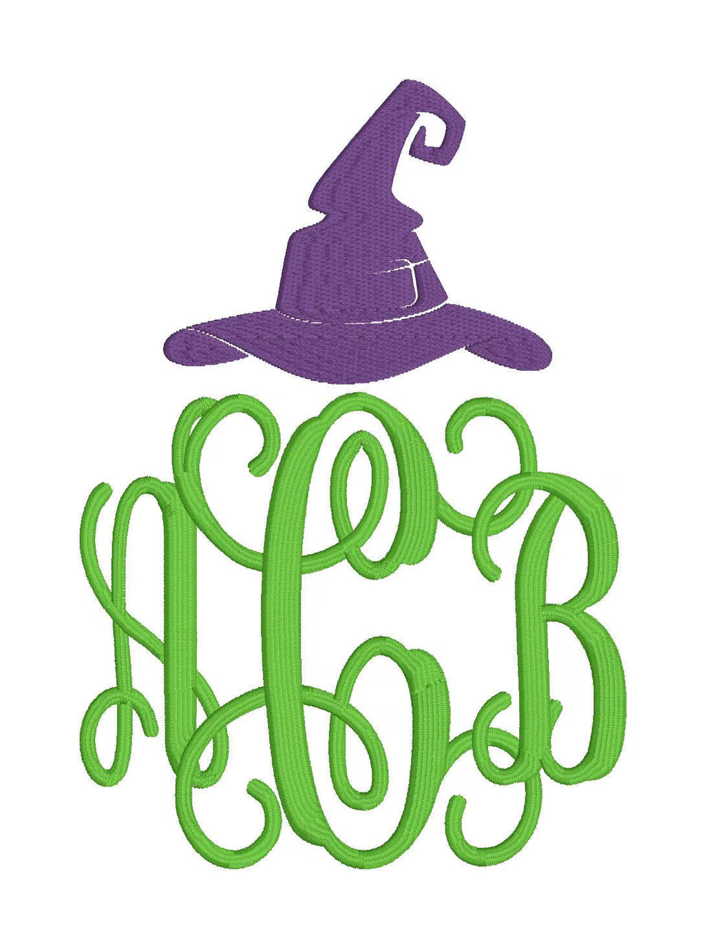 Witch's Hat Halloween Monogram or Name Topper Embroidery File Instant Download