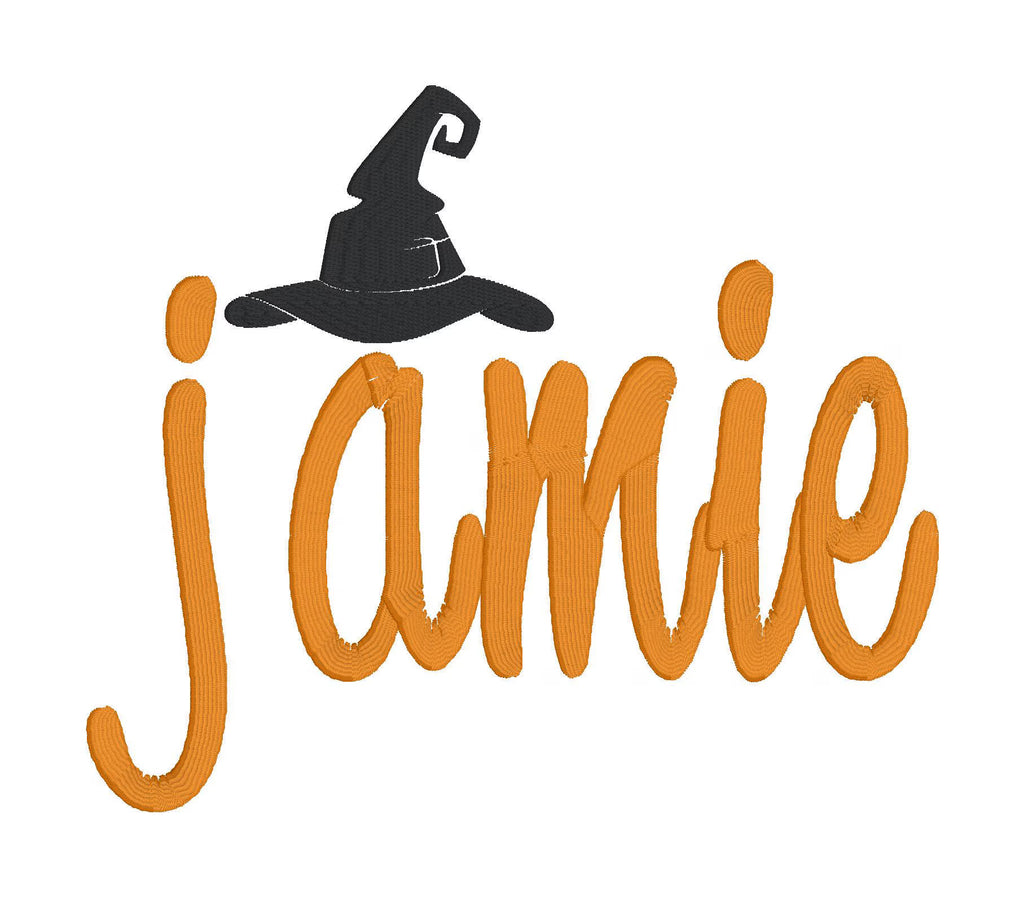 Witch's Hat Halloween Monogram or Name Topper Embroidery File Instant Download