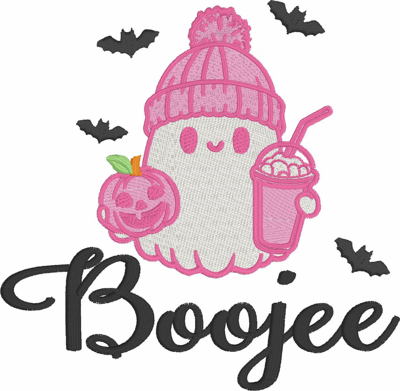 Boojie Halloween Ghost Embroidery File Bats Pumpkin Coffee Fall Design 8 Instant Downloads