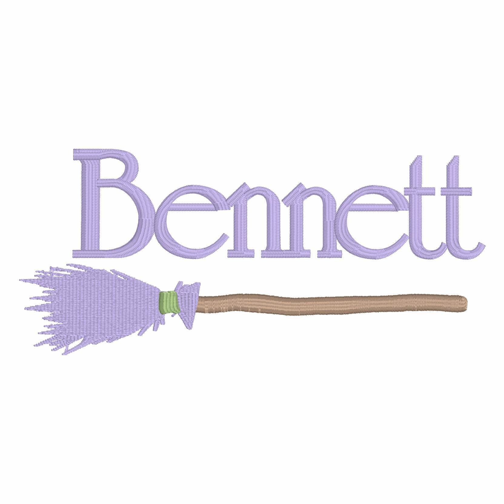 Witch Broom Embroidery Design: Halloween Monogram Frame (10 Stitch Formats)
