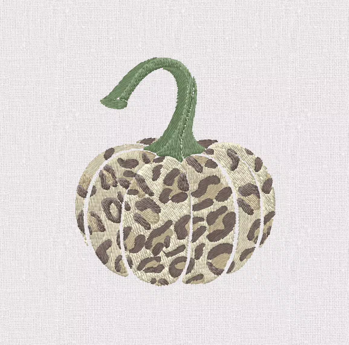 Leopard Pumpkins 2 Sizes Embroidery File 10 Stitch Formats Fall Animal Print Design