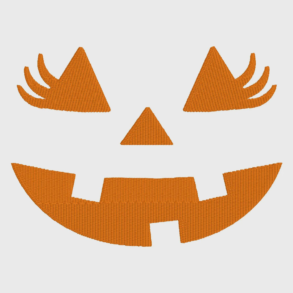 Jack-o'-Lantern Pumpkin Face Appliques: Halloween Embroidery File (4 inch, 2 Designs, 10 Formats)