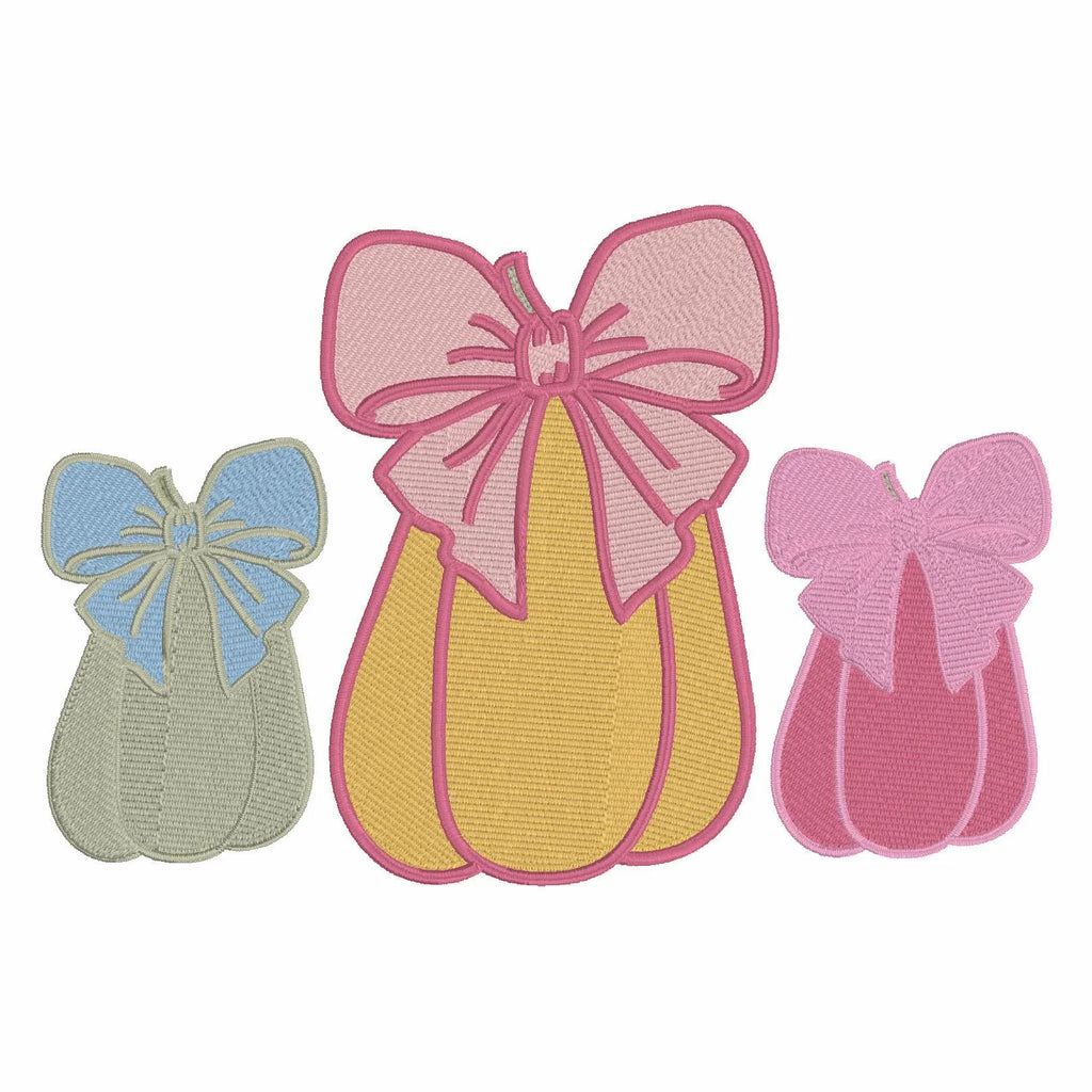 Bow Pumpkin Embroidery File Bundle: Halloween Fall Stitch Design (10 Formats)