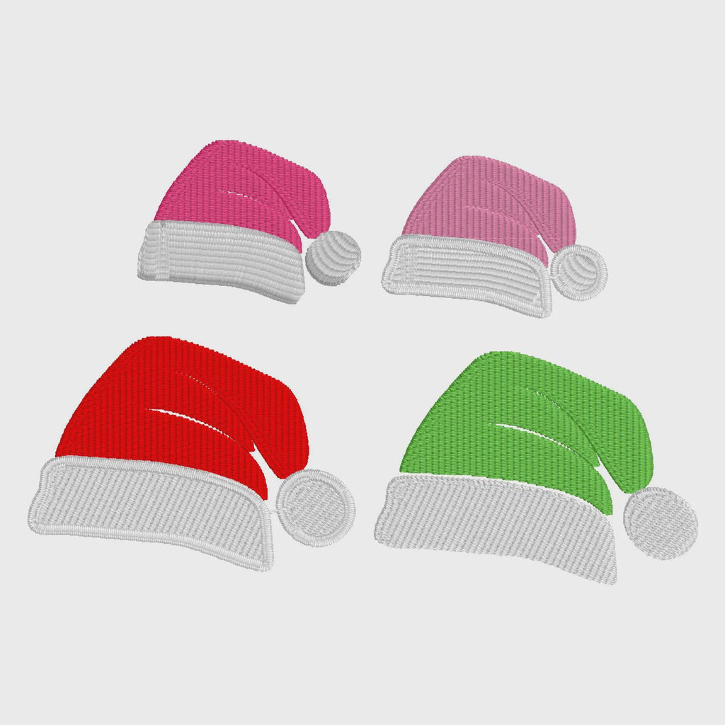 4 Designs Mini Santa Hats Monogram Topper Christmas Monogram Frame Embroidery Files (1.4", 2")