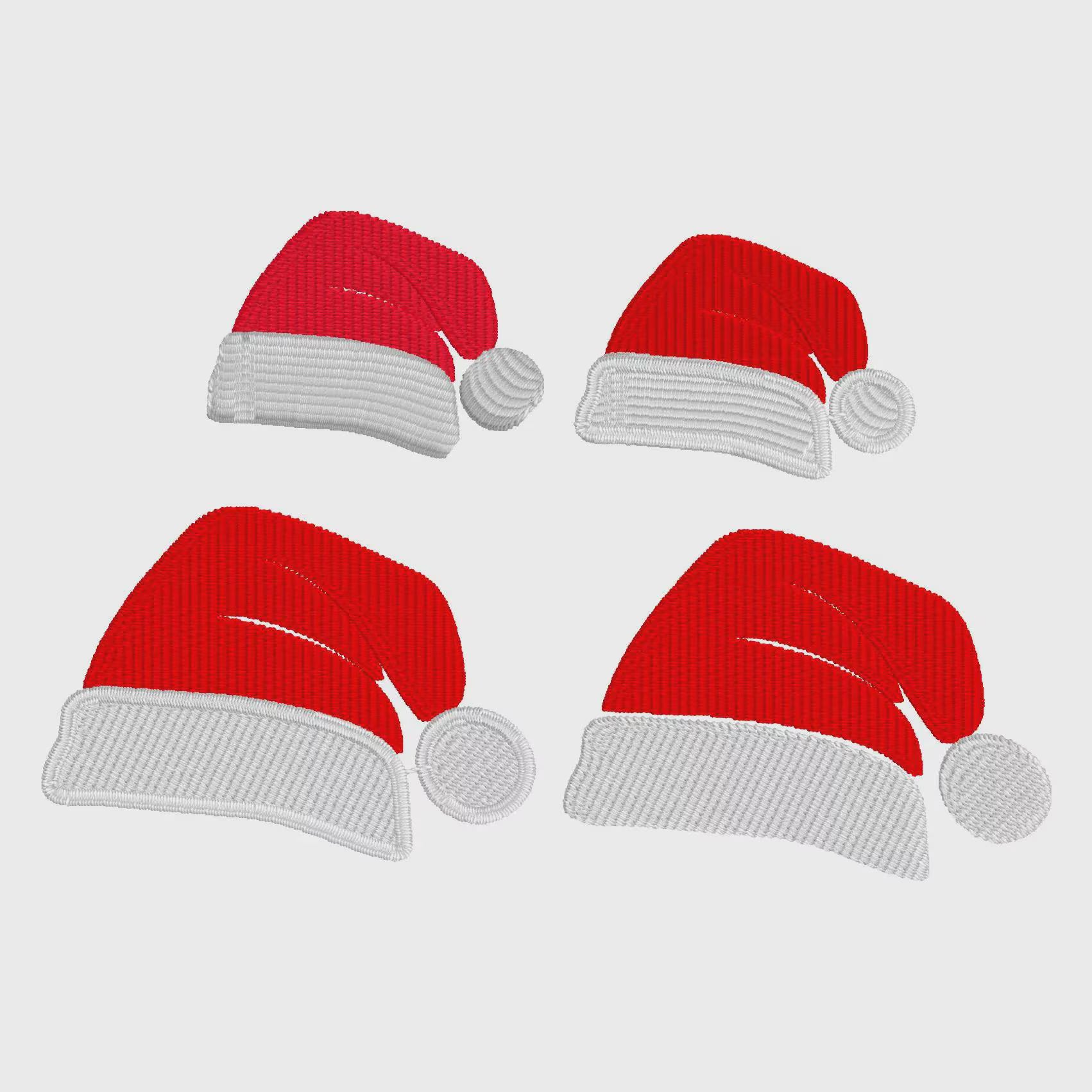 4 Designs Mini Santa Hats Monogram Topper Christmas Monogram Frame Embroidery Files (1.4", 2")