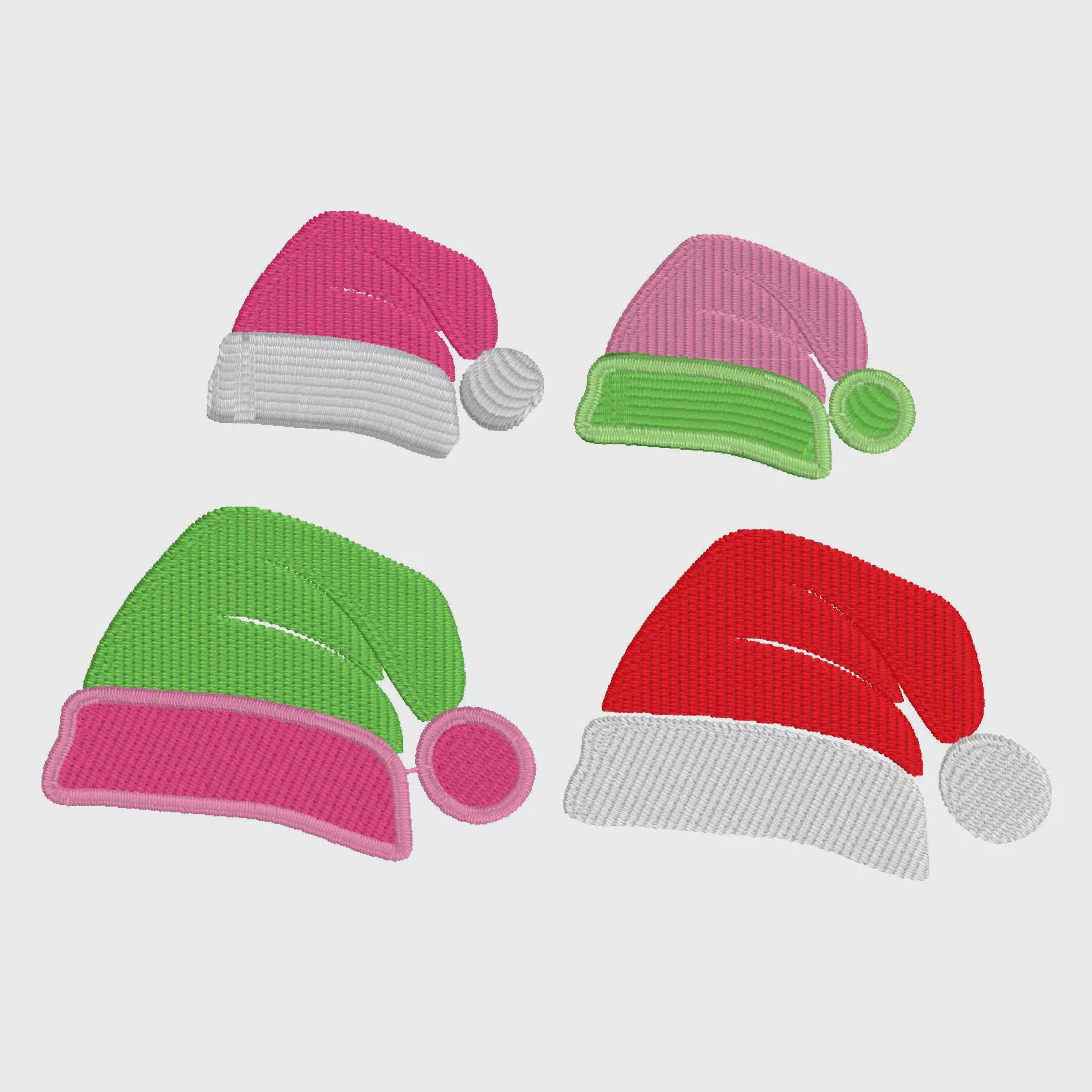 4 Designs Mini Santa Hats Monogram Topper Christmas Monogram Frame Embroidery Files (1.4", 2")
