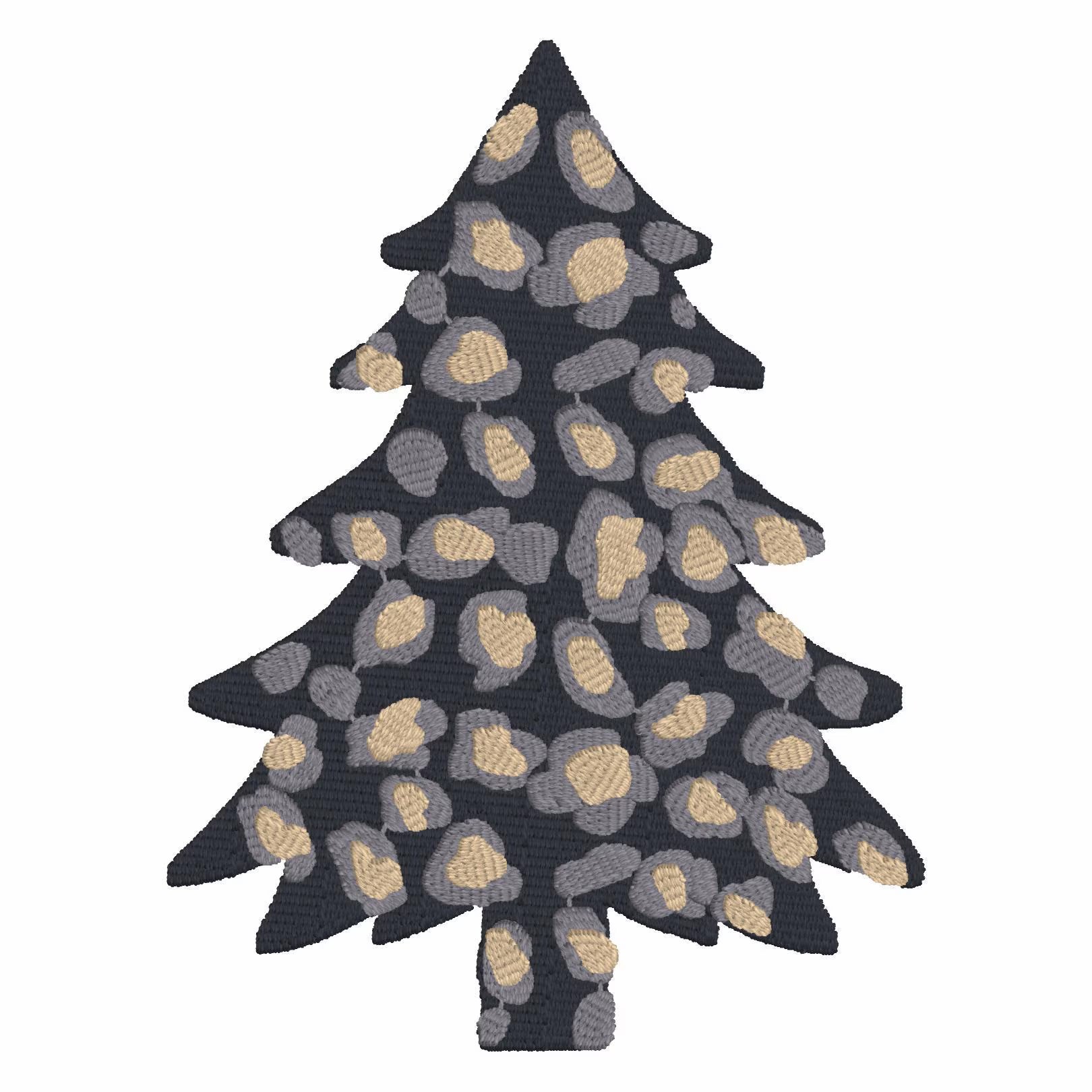 Leopard Christmas Tree Embroidery File 10 Stitch Formats Fall Animal Print Design