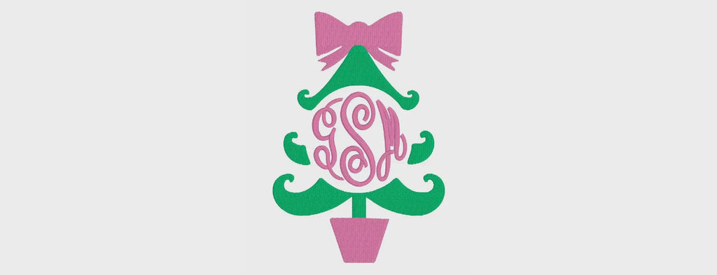 Christmas Tree Monogram Frame Embroidery File