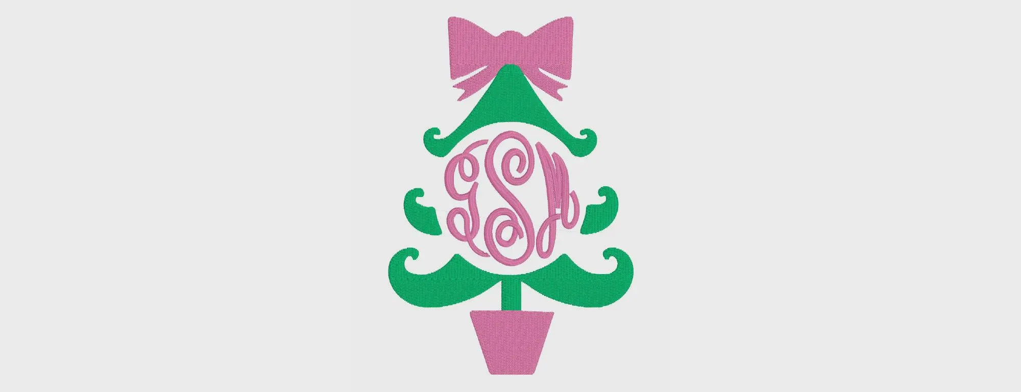 Christmas Tree Monogram Frame Embroidery File