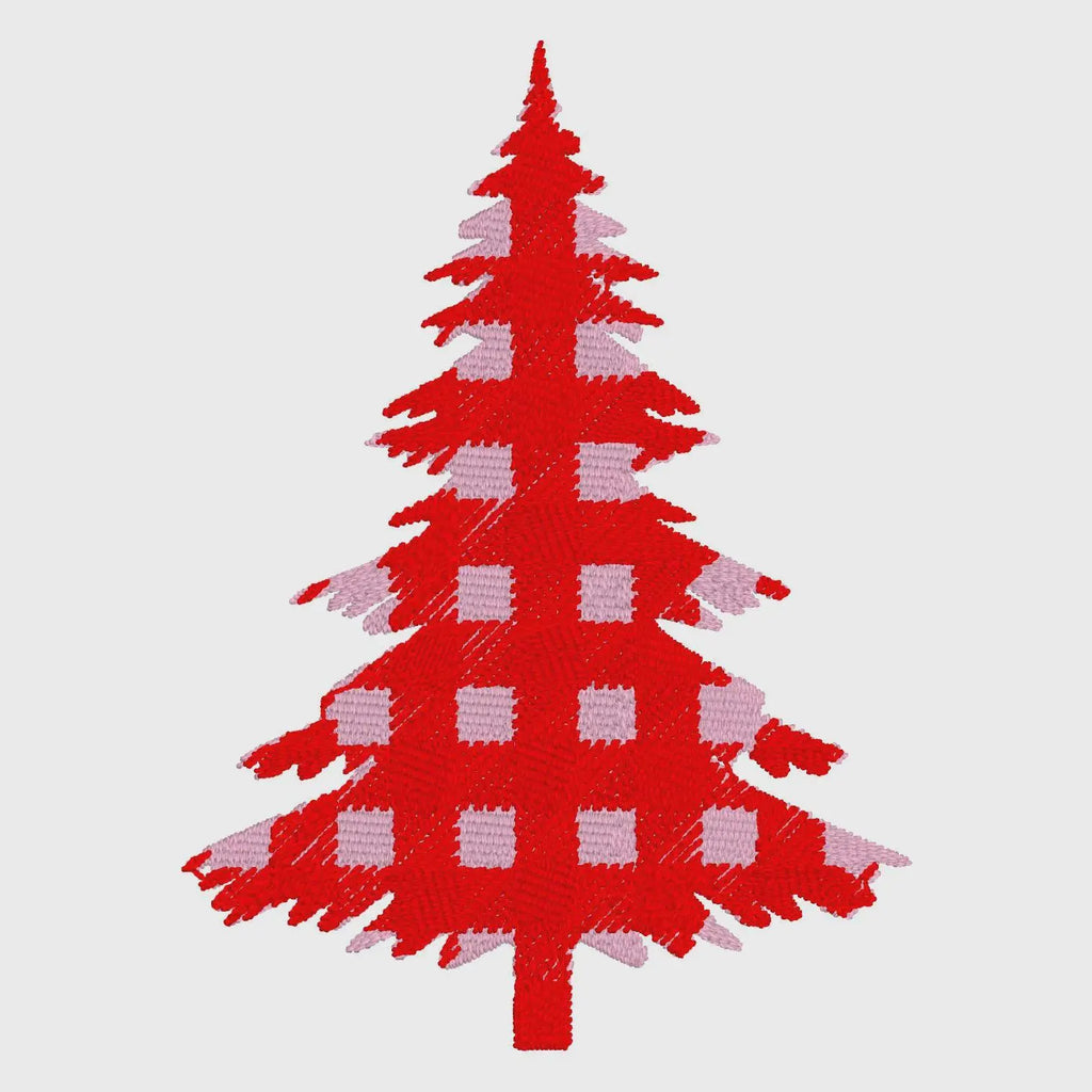 Buffalo Plaid Christmas Tree Embroidery File: 10 Formats, 4-inch (Instant Download)