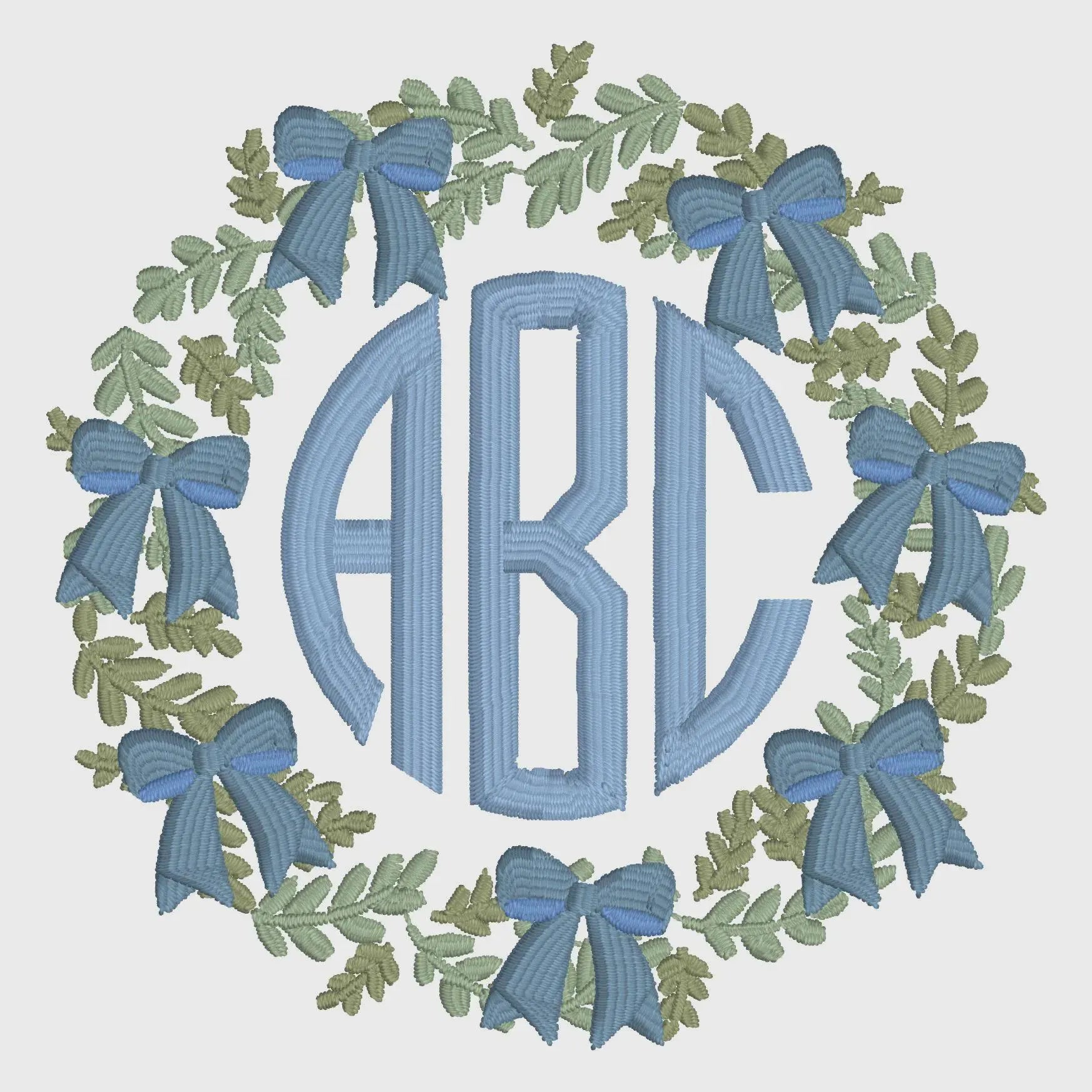 Grandmillennial Wreath Embroidery Design: Coquette Bow Monogram Frame (4 Inch, 10 Formats, Instant Download)