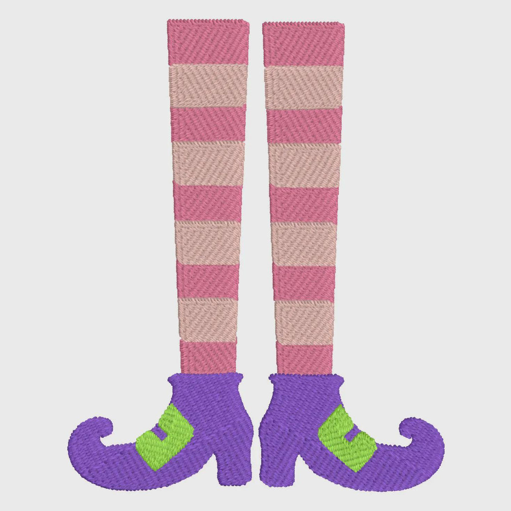 2 Sizes Striped Witch Legs Embroidery Design: Halloween Monogram Frame (10 Formats)