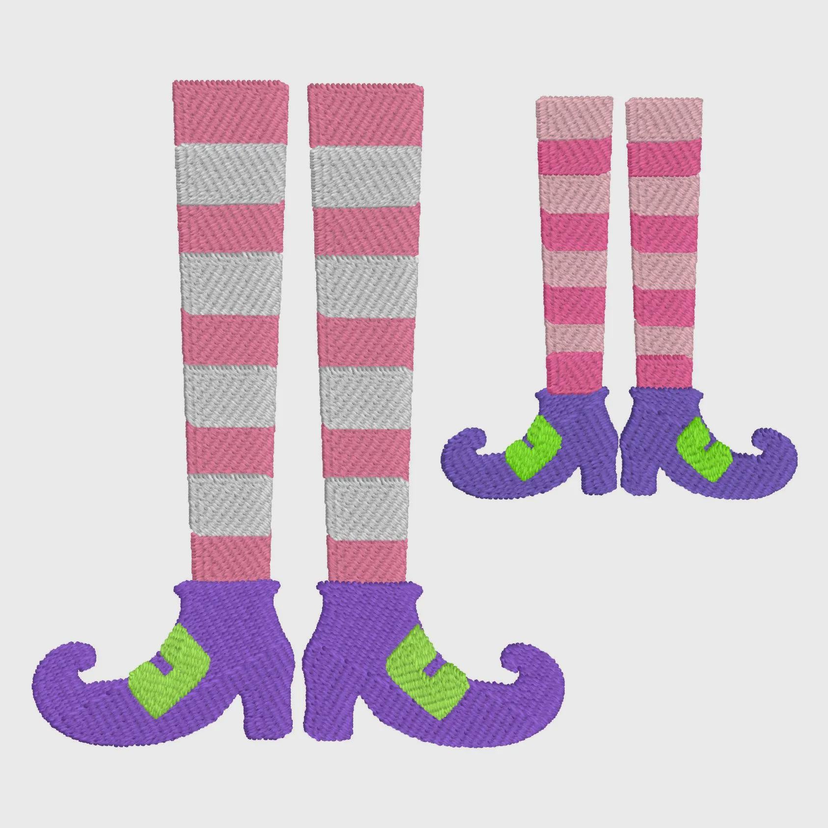 2 Sizes Striped Witch Legs Embroidery Design: Halloween Monogram Frame (10 Formats)
