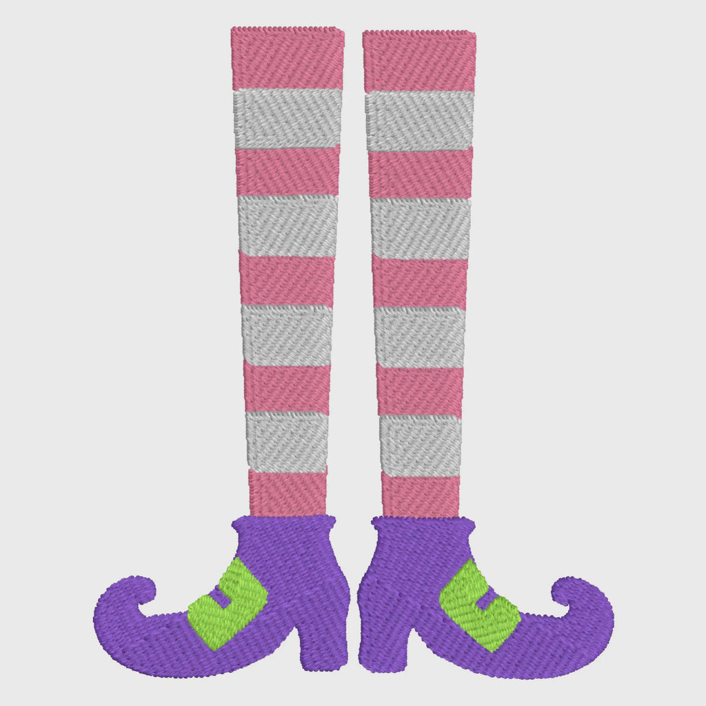 2 Sizes Striped Witch Legs Embroidery Design: Halloween Monogram Frame (10 Formats)