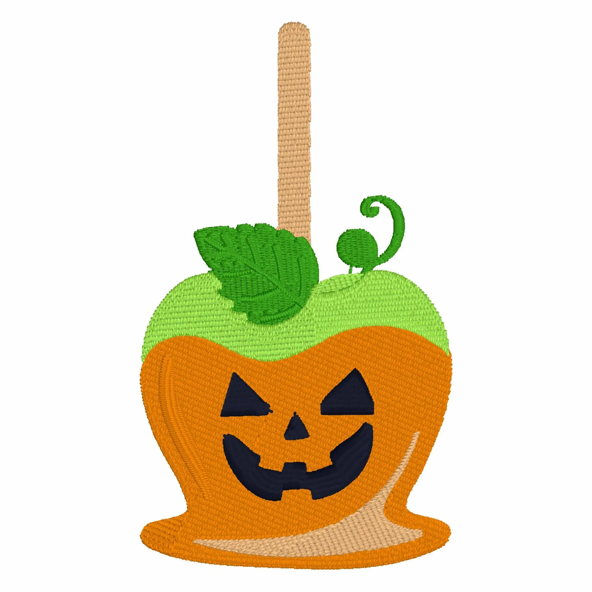 Pumpkin Candy Apple Embroidery File: Jack O' Lantern Monogram Frame (4 inch)