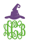 Witch's Hat Halloween Monogram or Name Topper Embroidery File Instant Download