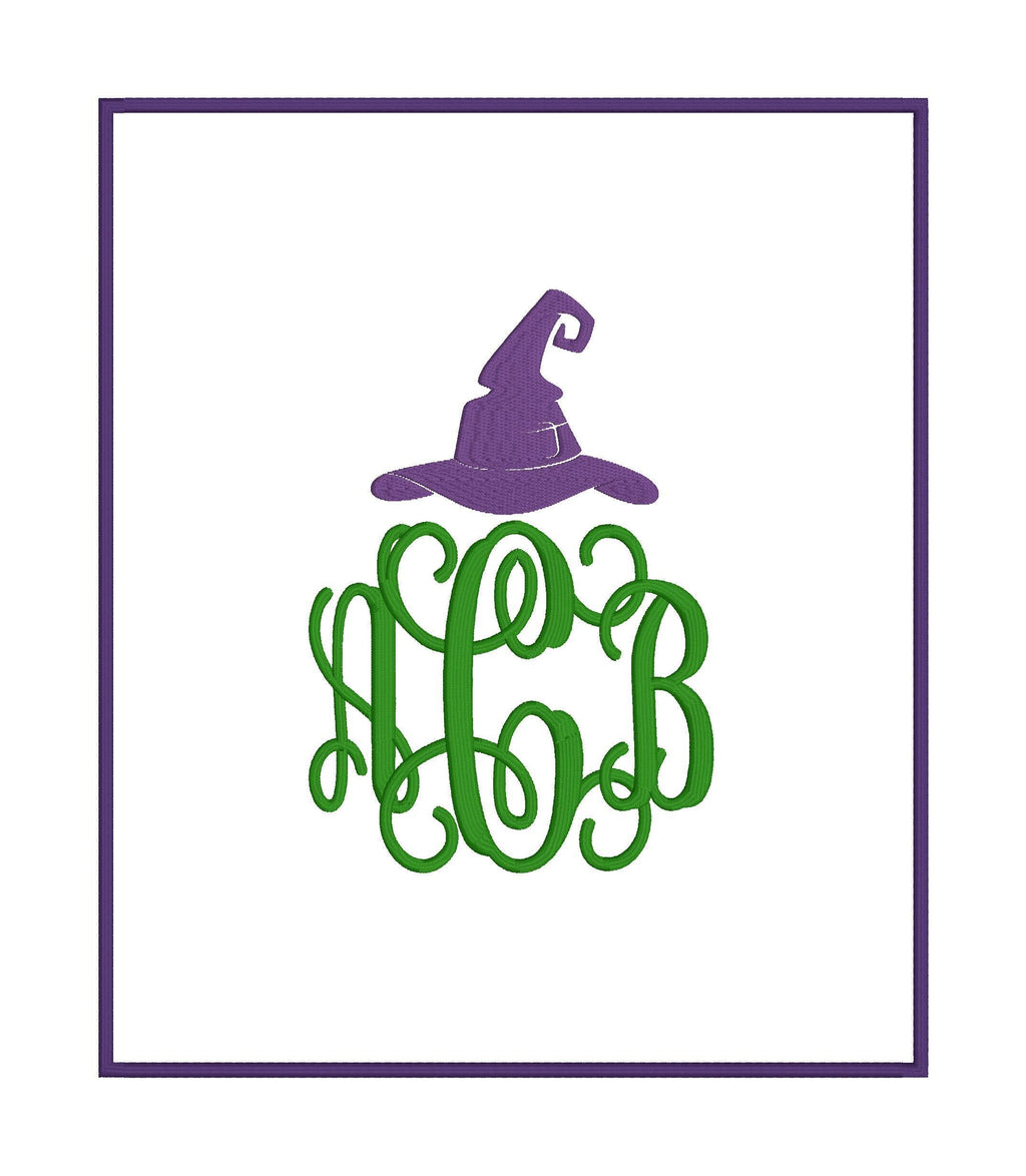 Witch's Hat Halloween Monogram or Name Topper Embroidery File Instant Download