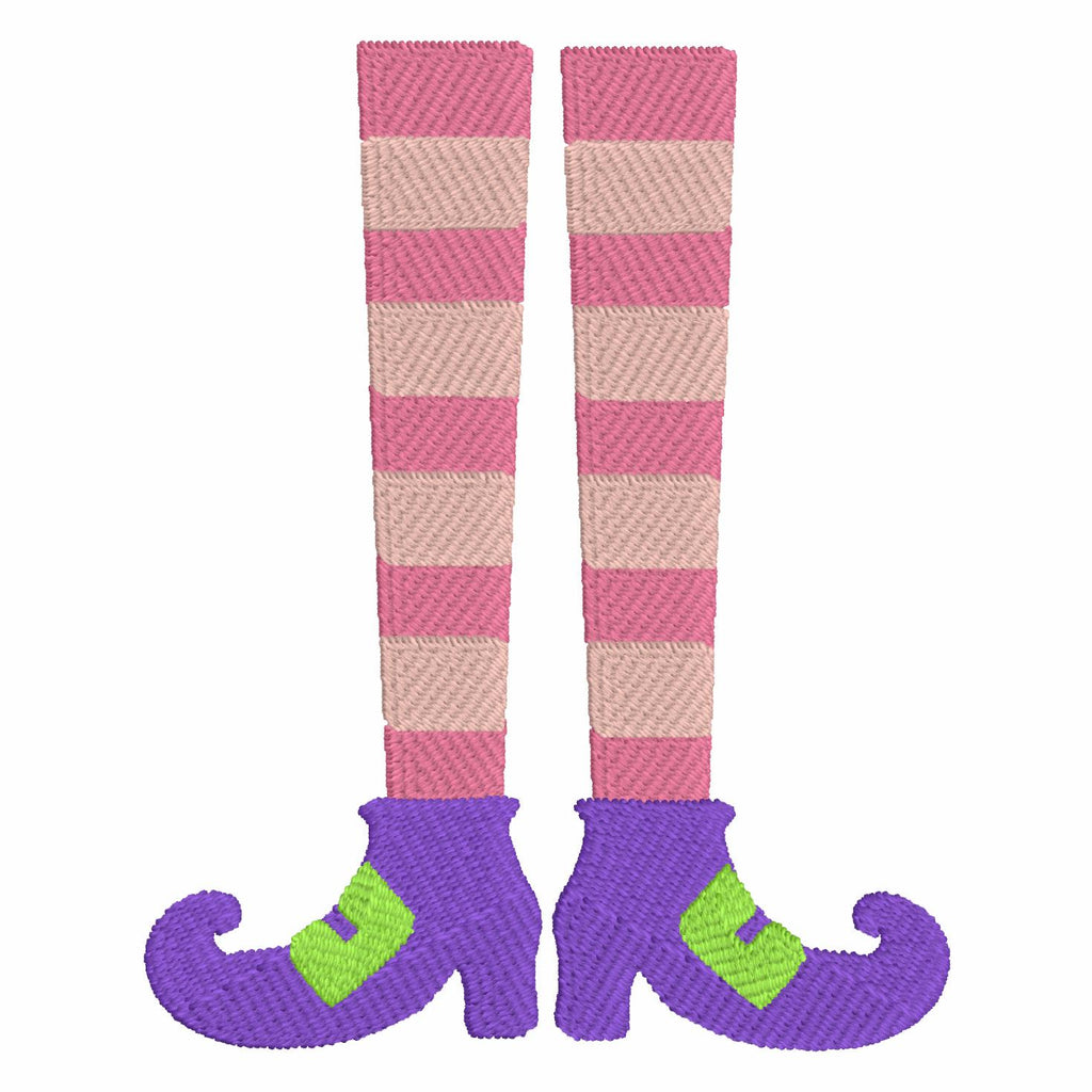 2 Sizes Striped Witch Legs Embroidery Design: Halloween Monogram Frame (10 Formats)