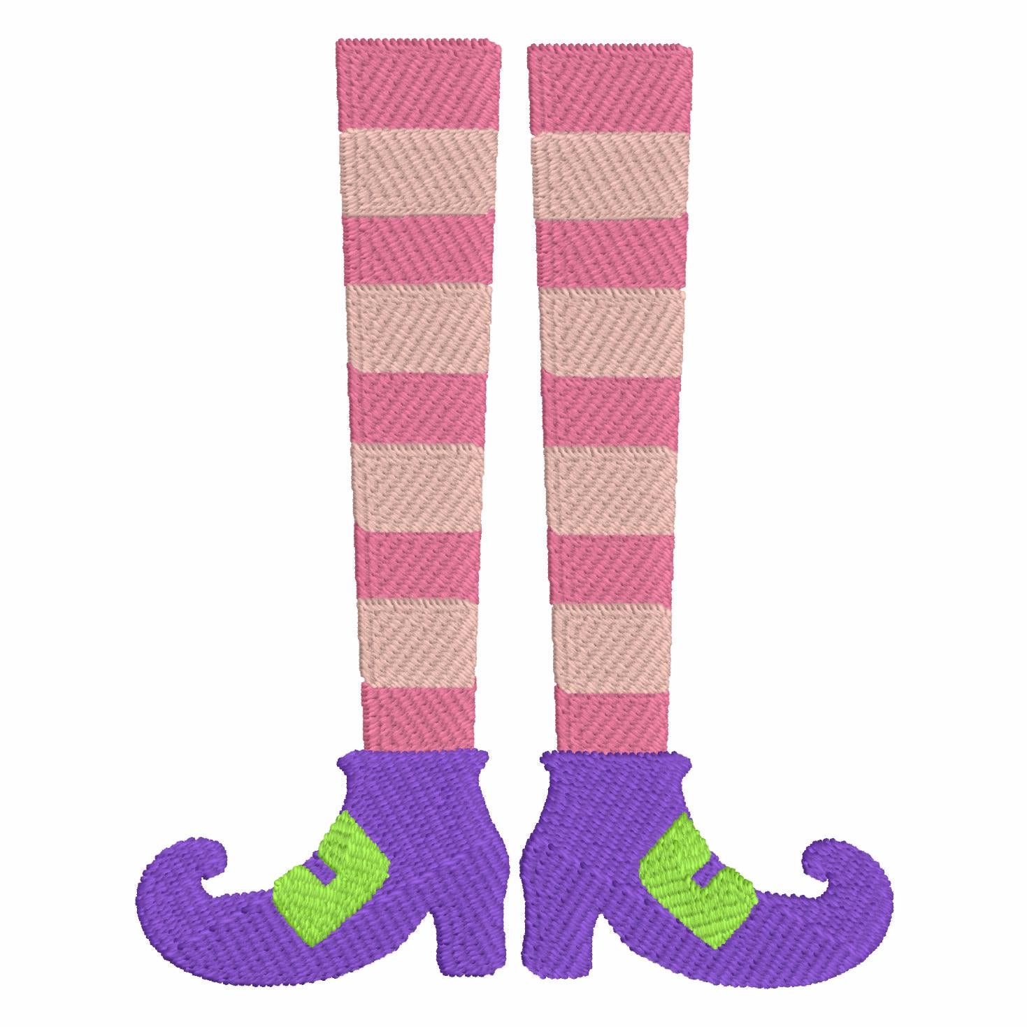 2 Sizes Striped Witch Legs Embroidery Design: Halloween Monogram Frame (10 Formats)
