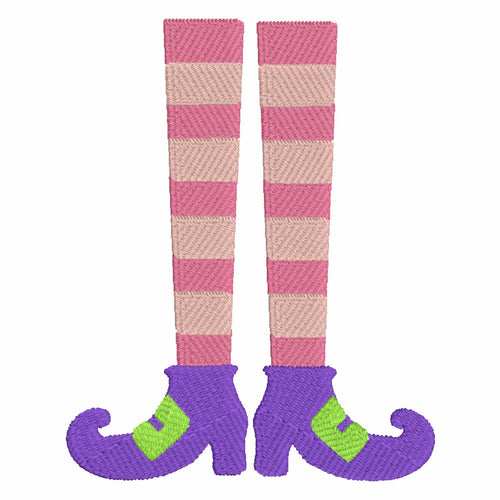 2 Sizes Striped Witch Legs Embroidery Design: Halloween Monogram Frame (10 Formats)