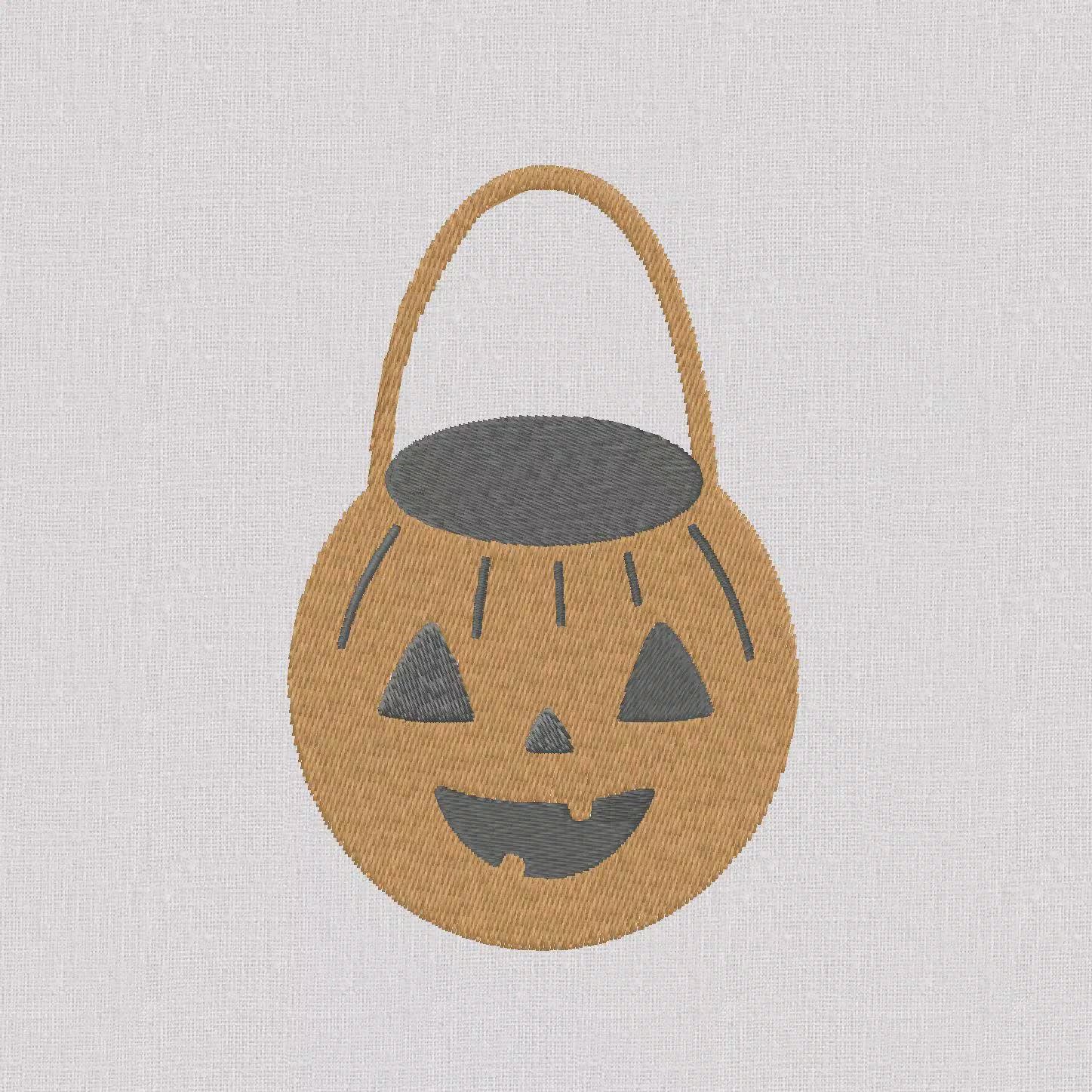 2 Sizes Jack-o'-Lantern Embroidery Design: Halloween Trick or Treat Bag