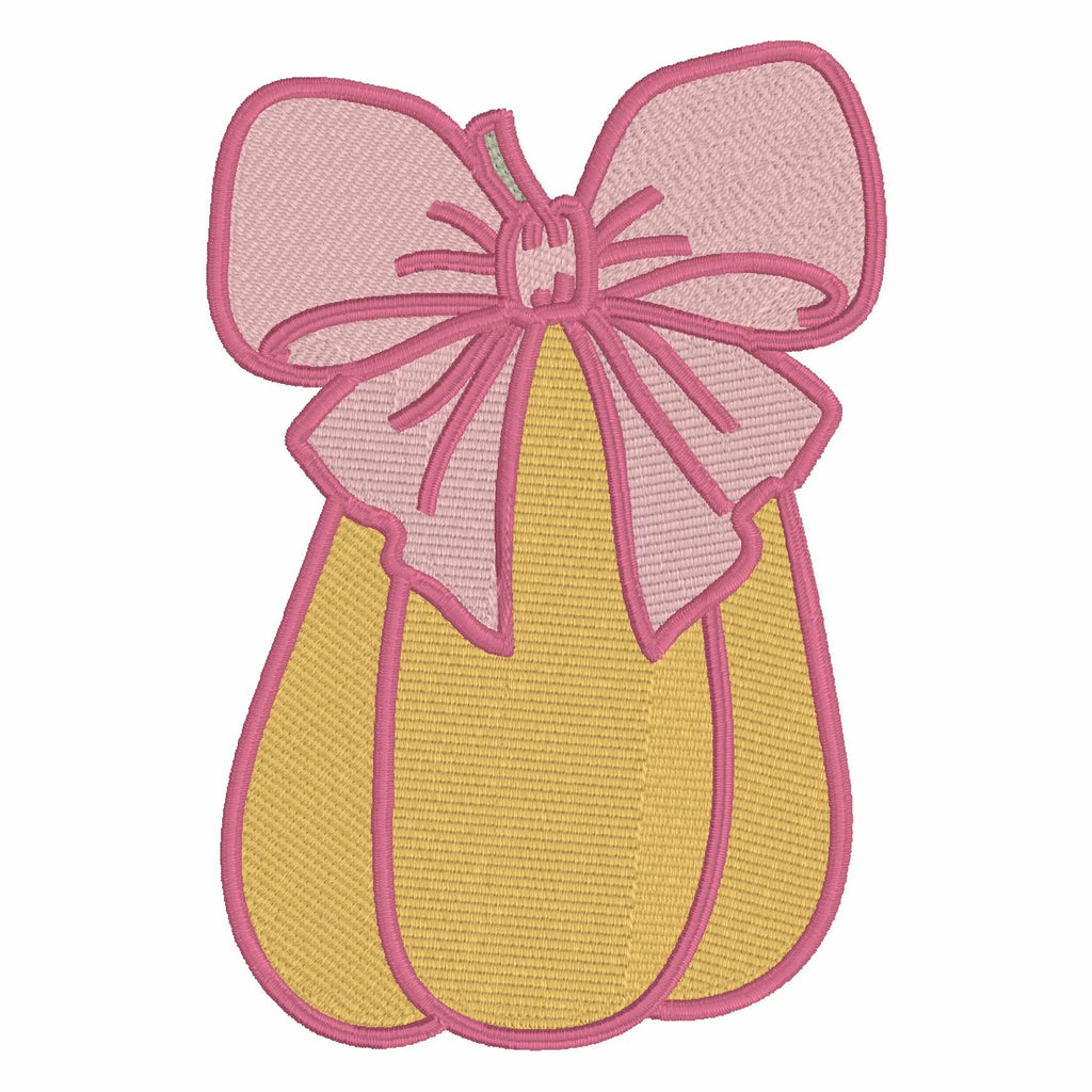 Bow Pumpkin Embroidery File Bundle: Halloween Fall Stitch Design (10 Formats)