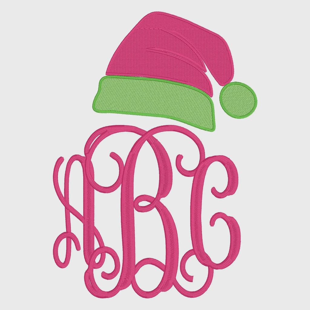 Santa Hat  Embroidery Design: Christmas (Large Monogram Topper, 4 inch, 10 Formats,)