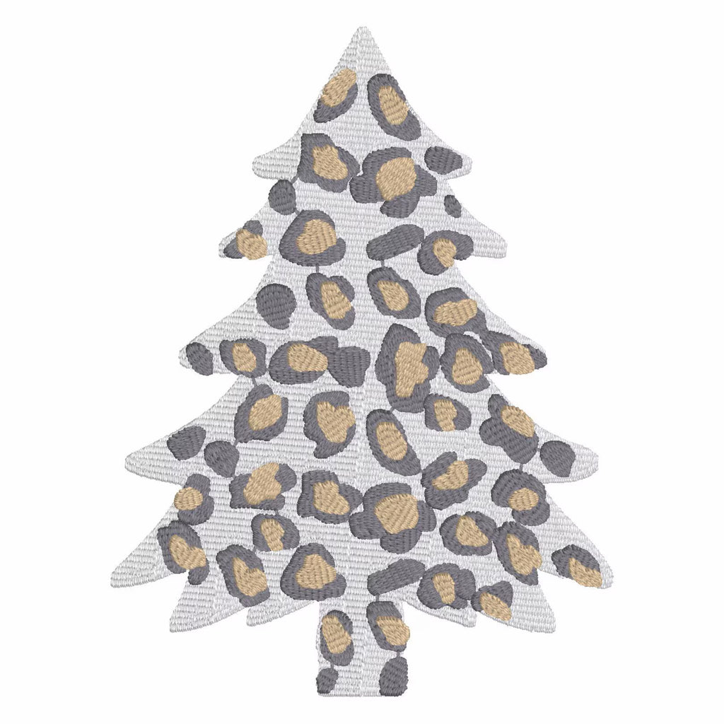 Leopard Christmas Tree Embroidery File 10 Stitch Formats Fall Animal Print Design