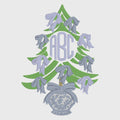 2 Sizes Chinoiserie Christmas Tree Embroidery Design: Bows Monogram Frame (Instant Download)