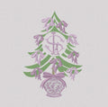 Chinoiserie Christmas Tree Embroidery Design: Bows Monogram Frame (7 inch, 10 Formats, Instant Download)
