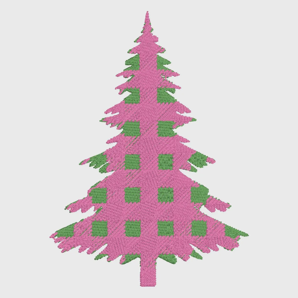 Buffalo Plaid Christmas Tree Embroidery File: 10 Formats, 4-inch (Instant Download)