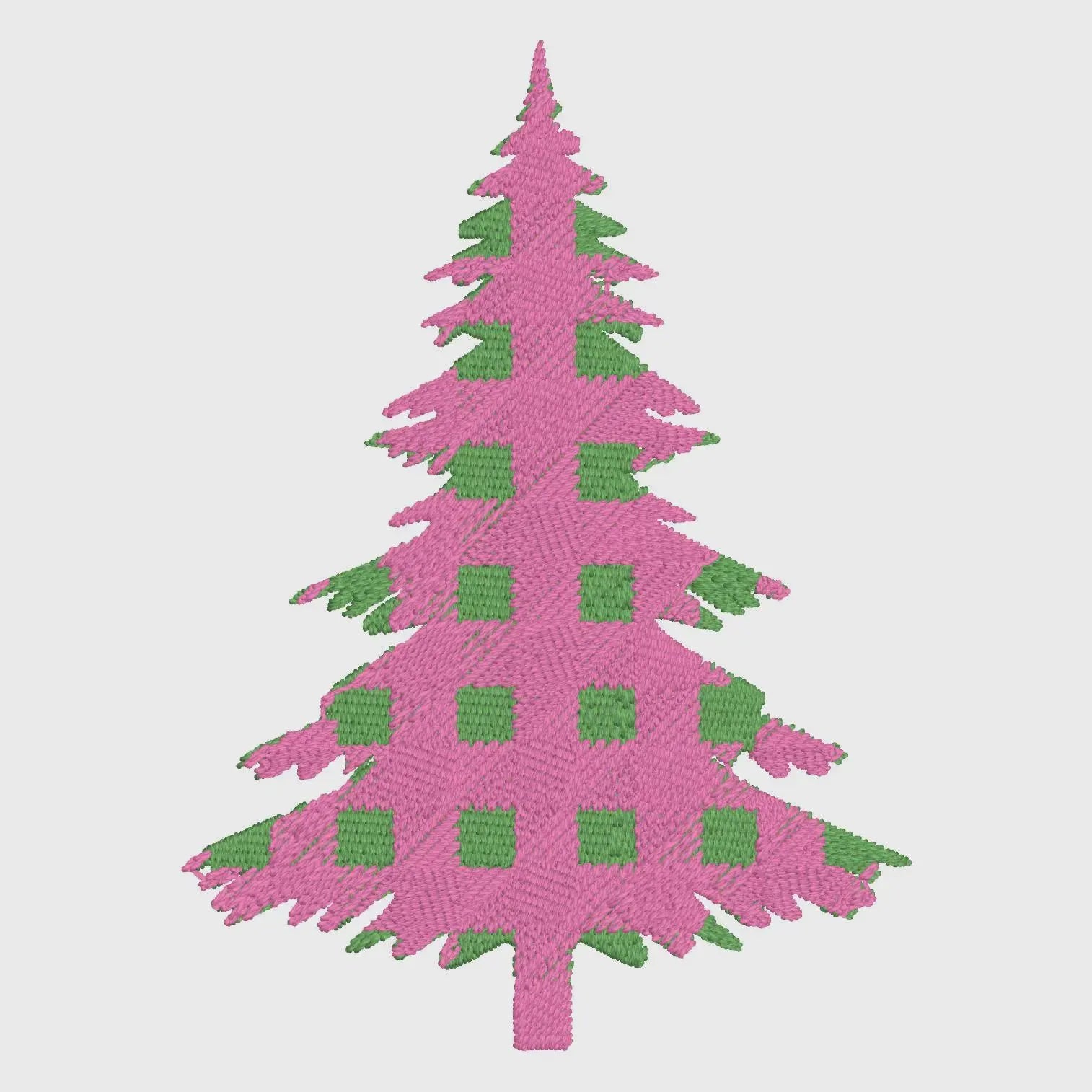 Buffalo Plaid Christmas Tree Embroidery File: 10 Formats, 4-inch (Instant Download)